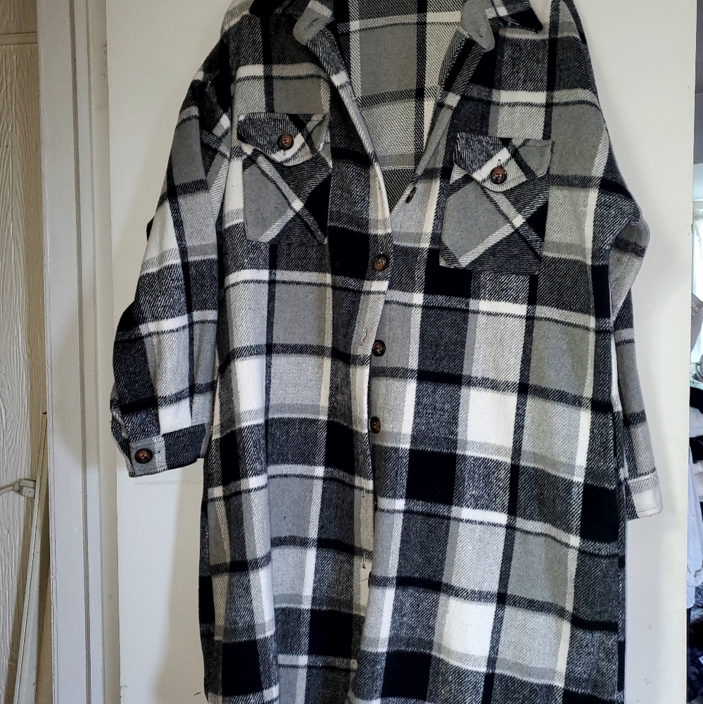 Ladies Flannel 3/4 Length Jacket